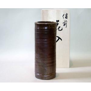 備前焼 四方筒花入（桟切)| おしゃれ ギフト プレゼント 陶器 陶磁器