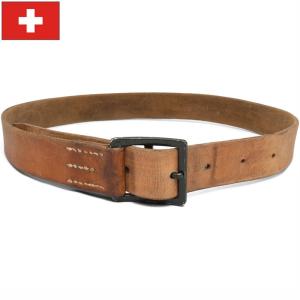 フランス軍 レザーベルト 2ピンバックル ブラウン デッドストック