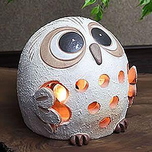 信楽焼 白フクロウ照明 和風 やさしい 幻想的 インテリア 明り ギフト