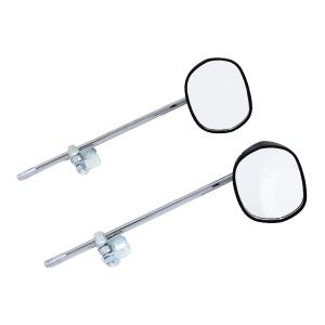 バイク 汎用 旧車風 ミラー 左右セット ブラック×メッキ 当時物 レトロ