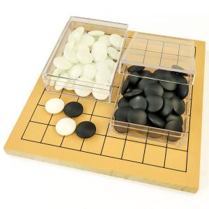 囲碁セット 木製9路盤セット（プラ碁石椿・プラ透明箱）囲碁入門用や