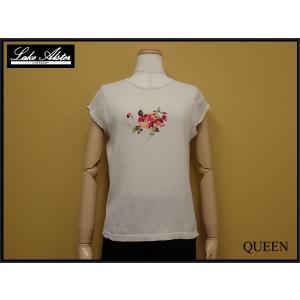 送料無料 Lake Alster フラワーデザイン半袖ニット・ML◇レイク