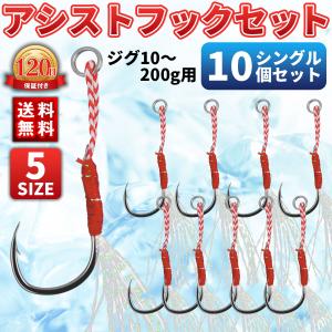 アシストフック 釣り針 10本セット ダブル10本 ティンセル付