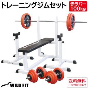 WILD FIT（ワイルドフィット） トレーニングジムセット 赤ラバー 70kg
