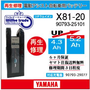 YAMAHA（ヤマハ） 電動自転車 バッテリー X72-21 （4.3→5.2Ah)電池