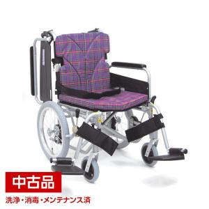 中古】日進医療器 NAH-U2W 介助用 車いす 40cm幅 インディゴ エアリー