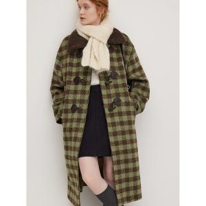 コート ダッフルコート ボアカラー ブロックチェック ダッフルコート