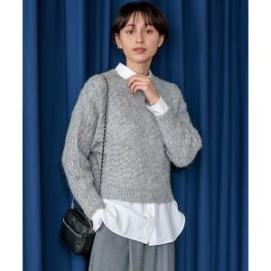 ニット セーター 「洗える」ルレックスケーブル スパンコール