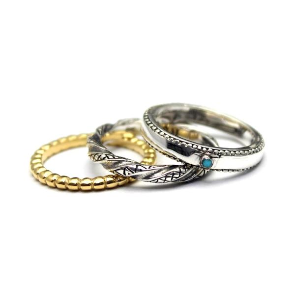 ターコイズ シルバー 925 リング 指輪 3連 レディース メンズ