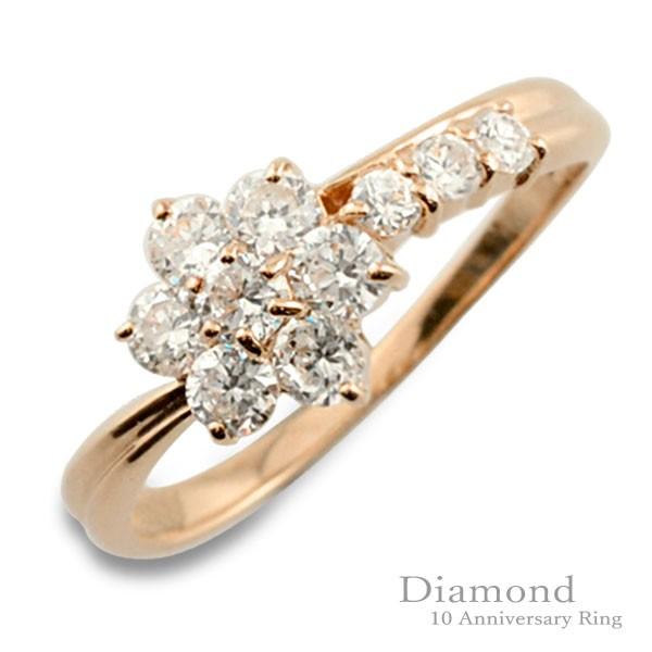 ダイヤモンド リング k10 指輪 10周年 記念 ピンクゴールドk10