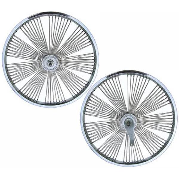 20インチ 144スポークファン ホイール 前後セット クローム 自転車部品