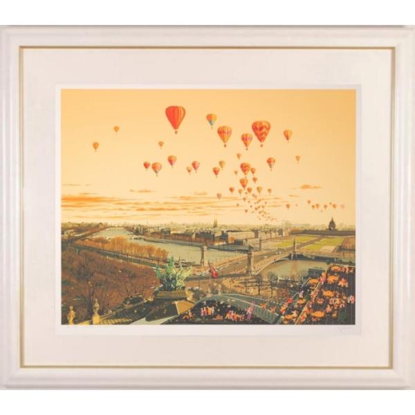 ヒロ・ヤマガタ サンセット パリ 絵画 フランス 風景画 シルク