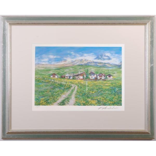 スイス 風景画 絵画 パステル画 ジークレー 版画 石井清 「アルプス