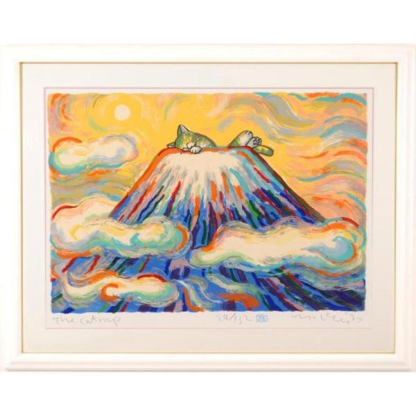 マイケル・ルー ファジー＆富士 ポップアート 絵画 猫 富士山