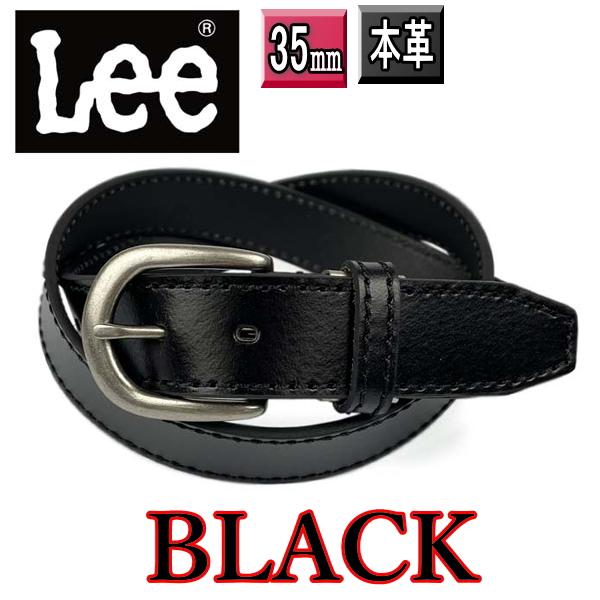 Lee（リー） 黒 本革 ベルト 0120574 ステッチデザイン D型バックル