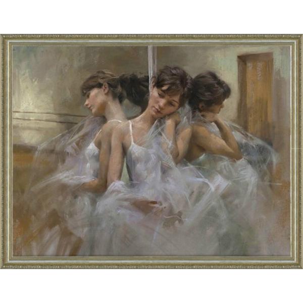 油絵 絵 絵画 インテリア 額付(黒) F4-052113 人物 女性像 絵画