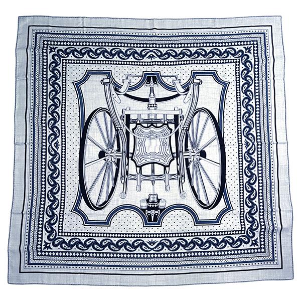 HERMES（エルメス） カレジェアン140 四輪馬車の車輪 グリシネ ブルー