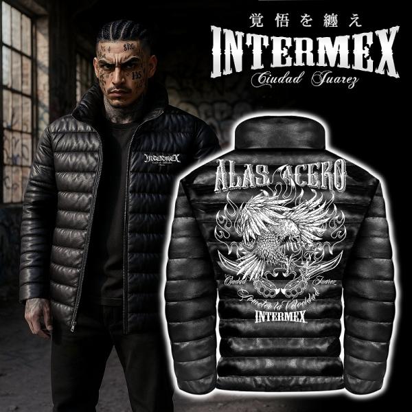 鷹柄 レザー調 中綿ジャケット INTERMEX ITM-084 メンズファッション