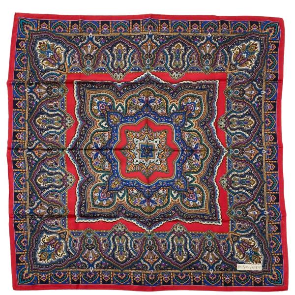 サンローラン SAINT LAURENT ペイズリー スカーフ レッド 総柄 90cm