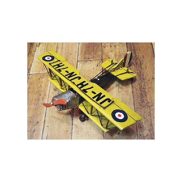 ブリキ飛行機✈️JN-7H イエロー二重翼機モデル ブリキ飛行機✈️JN-7H
