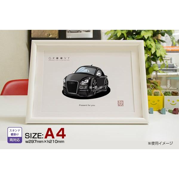車好き プレゼント アウディ TT 車 イラスト A4版高級フレーム
