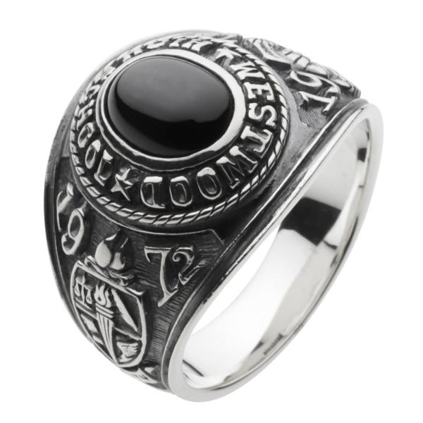 ブラックスター シルバーリング 指輪 メンズ カレッジリング 黒 石