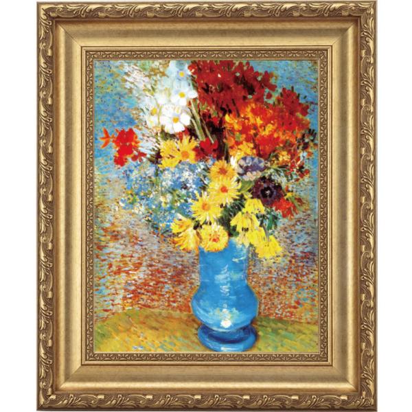 ゴッホ 青い花瓶の花 4号 立体複製名画 額付き 壁掛け 有名画家 アート