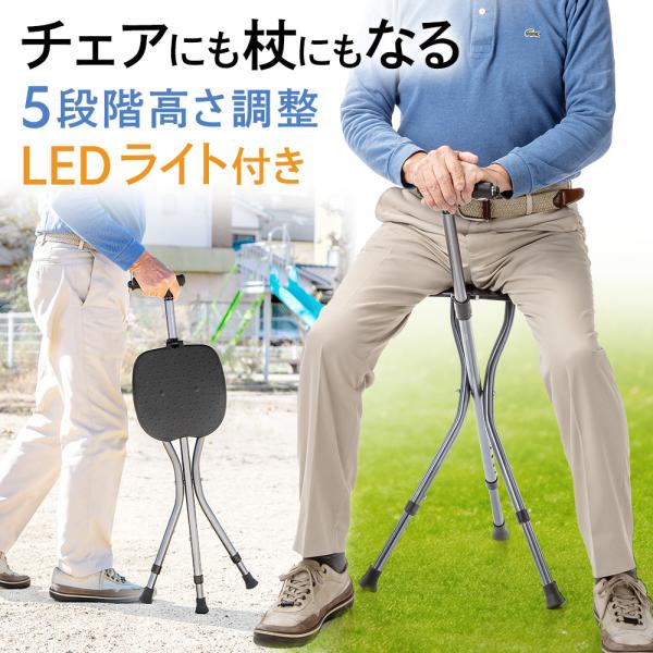 イーサプライ（e-supply） ステッキチェア 携帯 軽量 ゴルフ