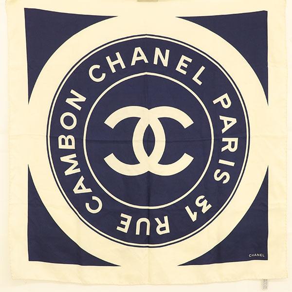 シャネル CHANEL ココマーク ロゴスカーフ シルク100％ ブランド小物