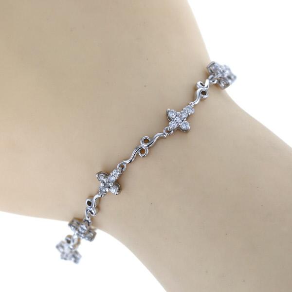 K18WG ホワイトゴールド ブレスレット ダイヤモンド 1.00ct クロス