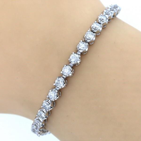 K14WG ホワイトゴールド テニス ブレスレット ダイヤモンド 3.43ct