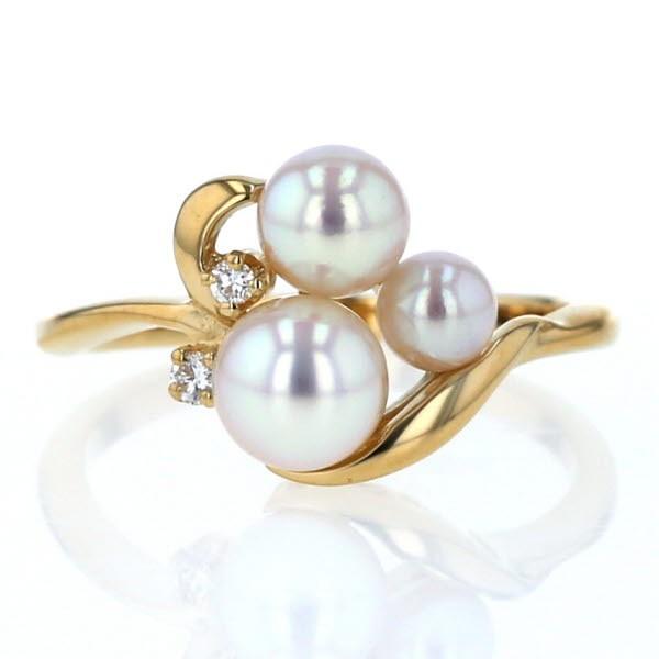 MIKIMOTO ミキモト K18YG イエローゴールド リング ダイヤモンド 真珠