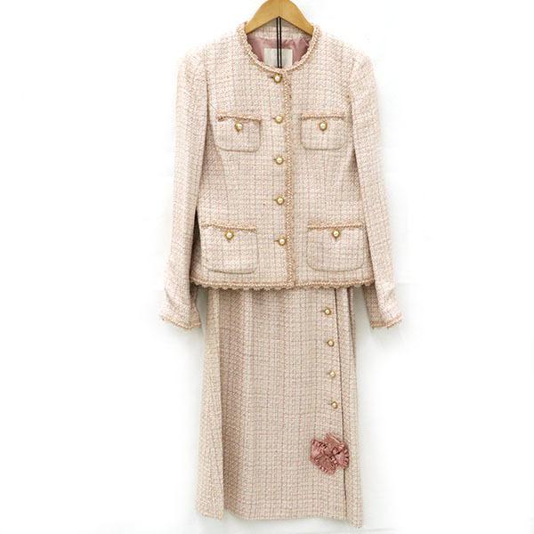 ピンクハウス PINK HOUSE ツイードスーツ セットアップ ジャケット L