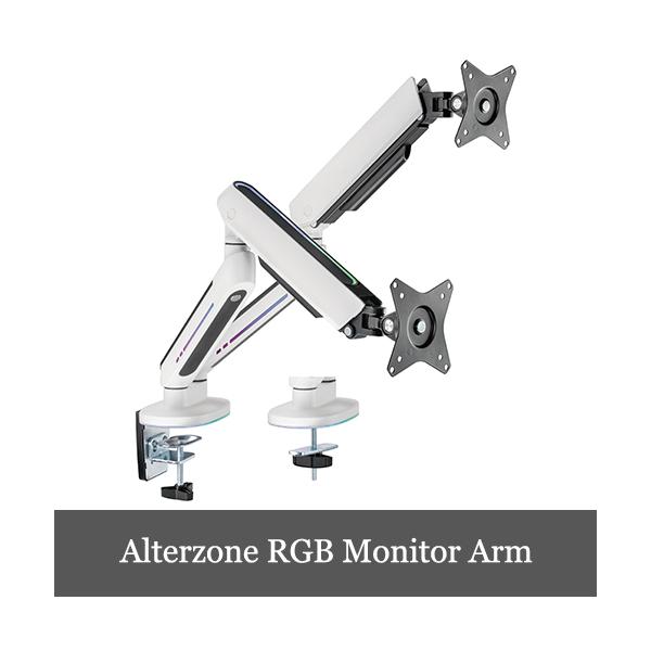 Alterzone ゲーミングモニターアーム 白 RGB 17~32インチ 最大耐荷重