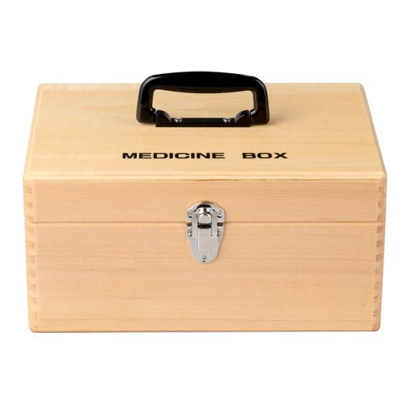 あられほぞ組加工 日本製 木製救急箱 280mm×200mm×140mm