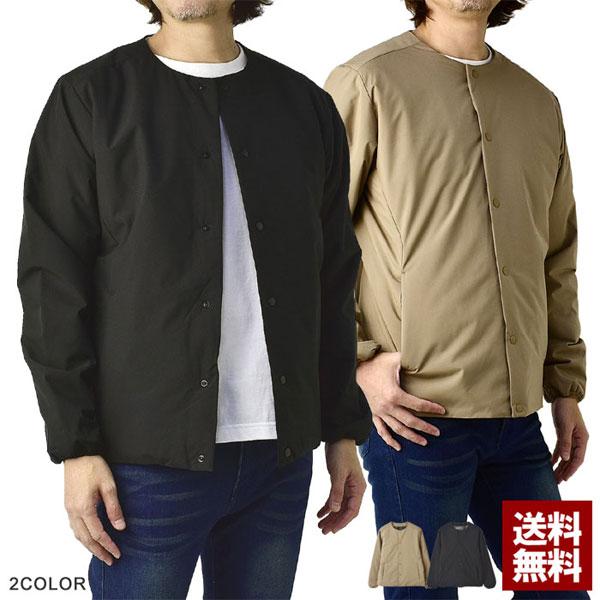 FLAG ON CREW ノーカラー中綿ジャケット メンズ 衿なしアウター