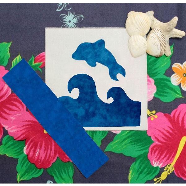 ハワイアンキルト手作りキット イルカと波のコースター（ブルー