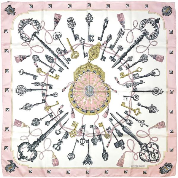 HERMES（エルメス） スカーフ カレ90 90cm シルク 100％ LES CLES 鍵