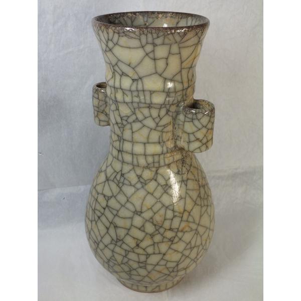 中国骨董品】哥窯（かよう）耳付広口瓶240mm : 龍香堂ストア