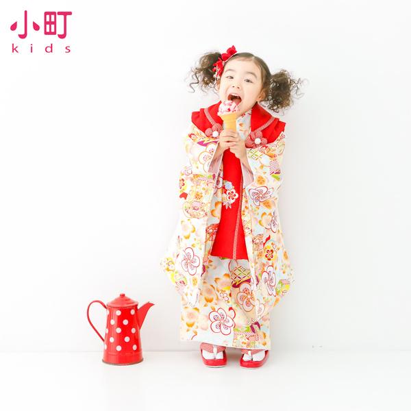 七五三 着物 3歳 フルセット 女の子 ブランド 小町 「水色地 ねじ梅と