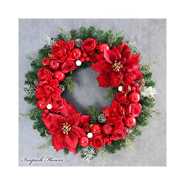 クリスマスリース ポインセチア 玄関 赤 豪華 造花 クリスマス リース