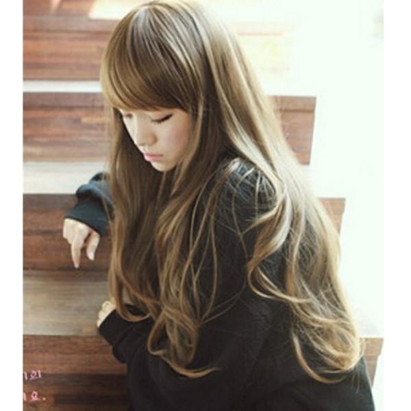 ウィッグ 自然 ロング ウェーブ フルウィッグ ブラウン 耐熱 カラー