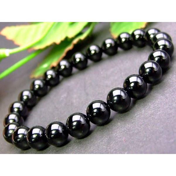 ≪b3-34201A≫8mm○最高級5A○ブラックオニキス○ブレスレット 内径