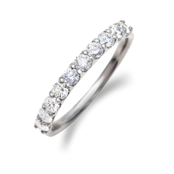 ハーフ エタニティリング ダイヤ 0.5ct プラチナ Pt 指輪 リング 天然