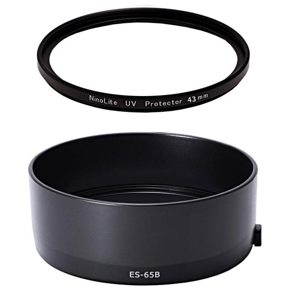 2点セット ES-65B 互換 RF50mm F1.8 STM 対応 レンズフード と UV
