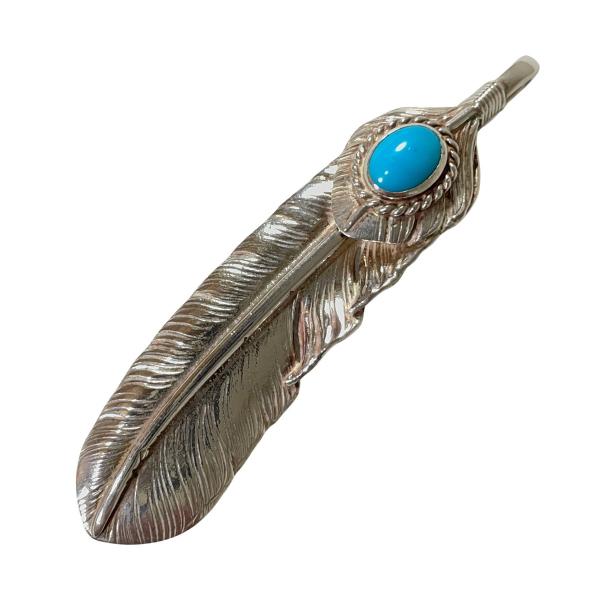 goro's（ゴローズ） 上銀銀縄ターコイズ付き特大フェザー 現行 左向き