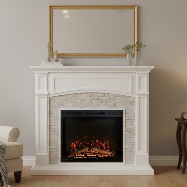 ホワイト 電気ストーブ 暖炉風デザイン 【公式通販】