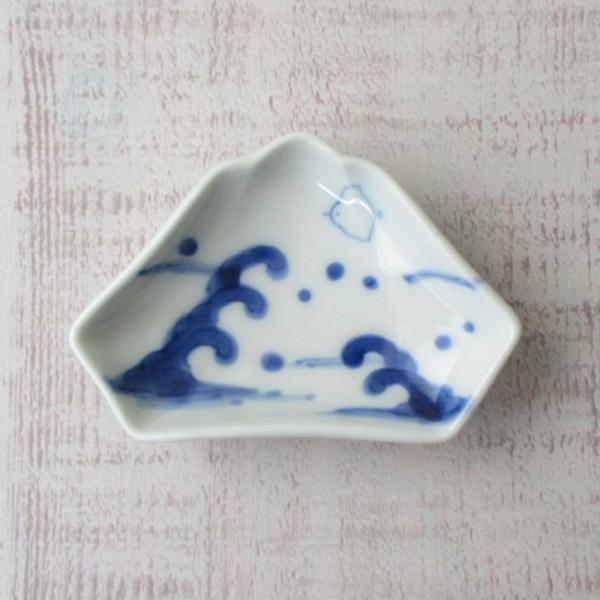 古伊万里 染付 青海波 帆船紋 豆皿 手塩皿 古伊万里 染付 青海波 帆船