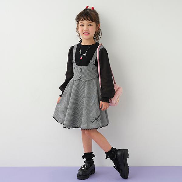 mezzo piano メゾピアノ(mezzo piano)千鳥柄ジャンパースカート【60