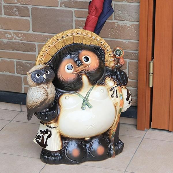 傘立て 陶器 信楽焼 おしゃれ 狸 たぬき フクロウ 傘入れ モダン 玄関